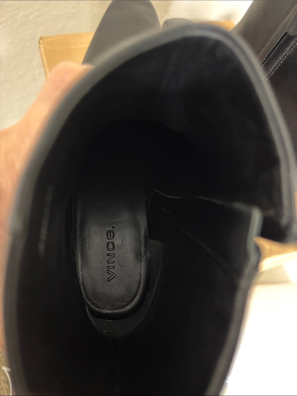 Vince Harlan Black Leather Square Toe Ankle Boots 8M Store Sample tried-on only - Picture 11 of 14